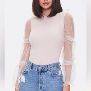 Ruffled-Sleeve Sweater Shirt